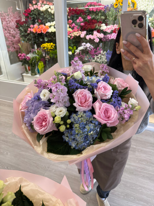 Beautiful Pink Ohara roses and mix bouquet